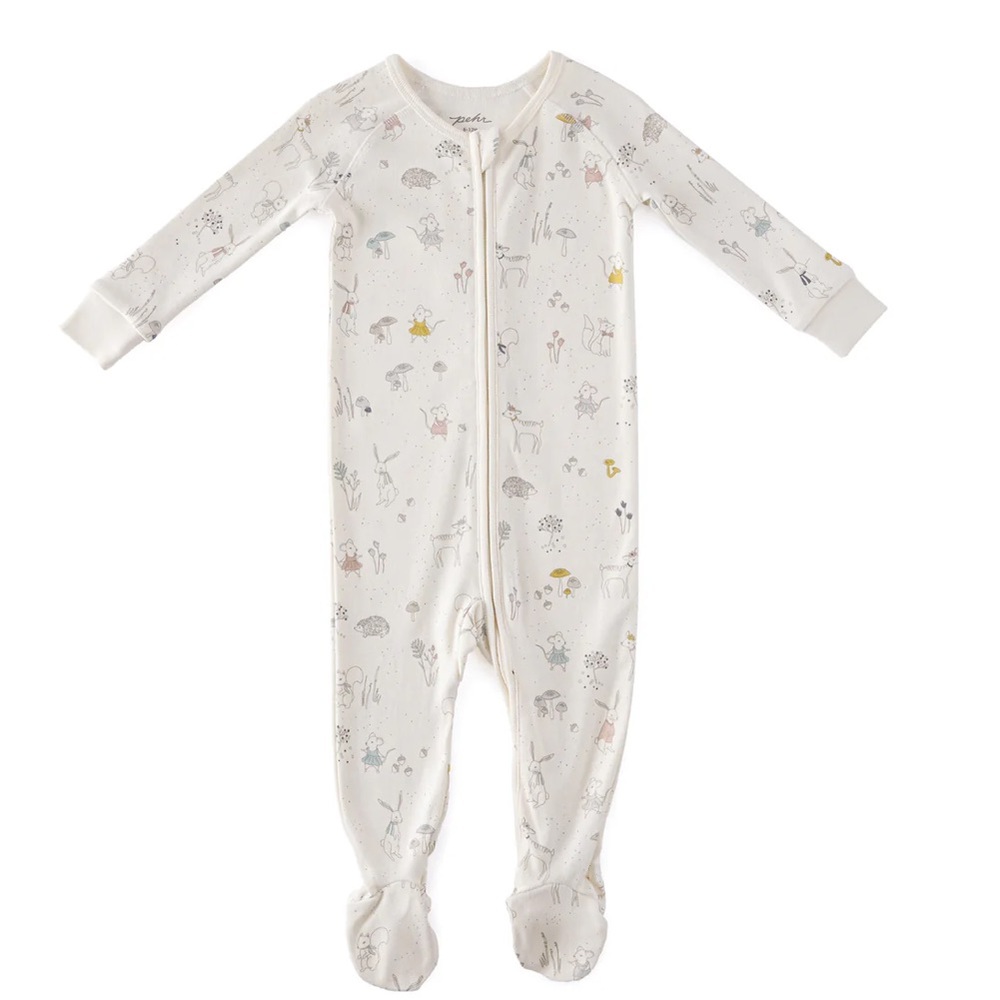 Pehr Organic Cotton Magical Forest Zip Fitted One-Piece Pajamas